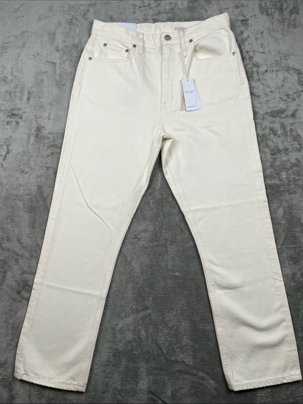 NEW Outerknown 28, 6 Dune High Rise Slim Fit Straight Leg Cotton Pants USA FLAW
